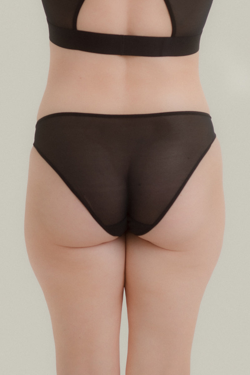 Lace Detail Super Soft High Waist Bikini Panty - Black